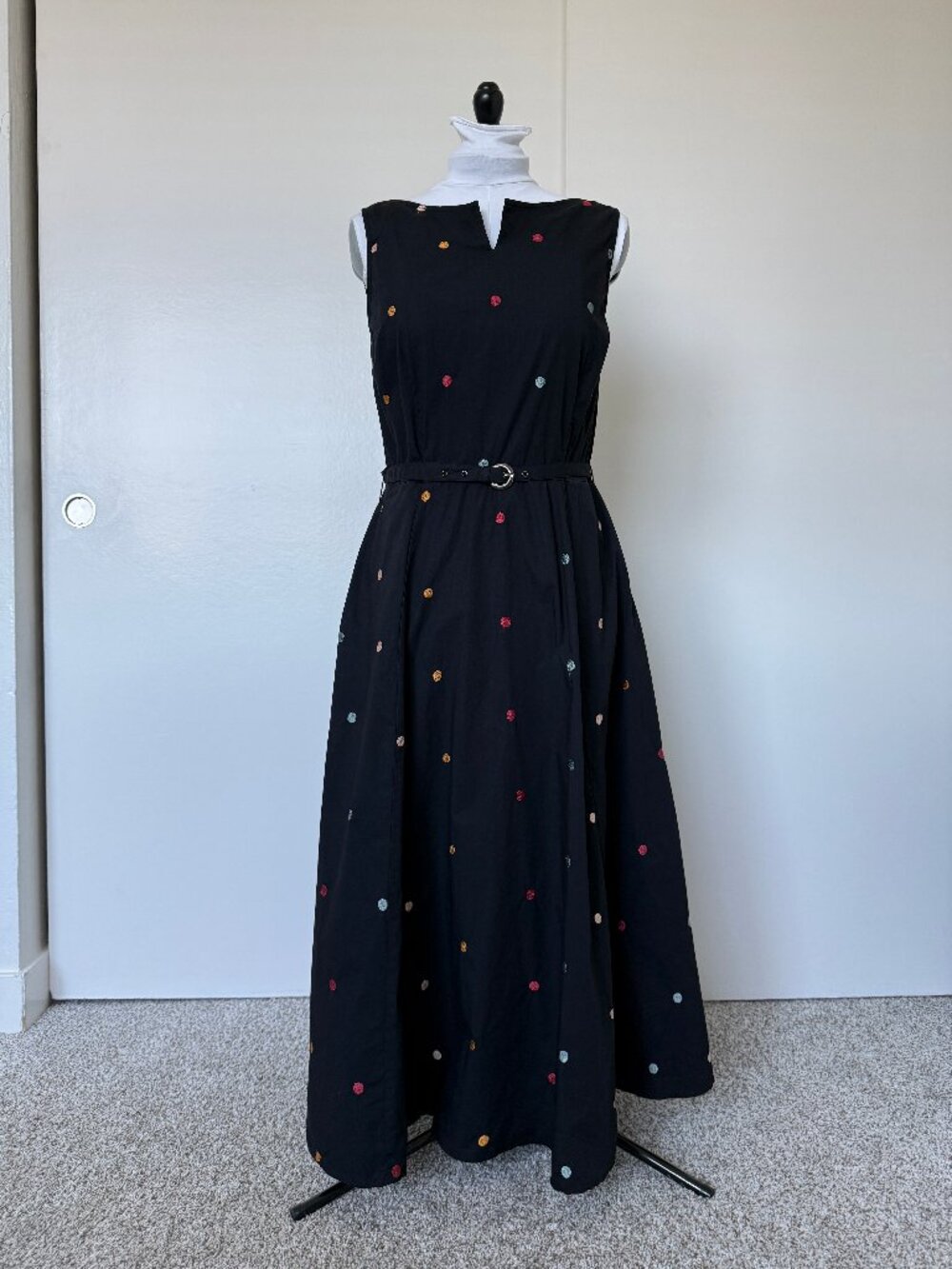 Black with colorful polkadot maxi dress
